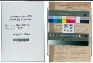 Entnazifizierung Hans Joergens , geb. 20.03.1904 (Inspektor)