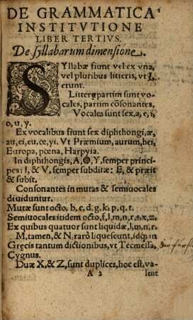 Emmanvelis Alvari E Societate Iesv, Grammaticarvm Institvtionvm Libri ... Epitome, 3. De syllabarum dimensione. &c.