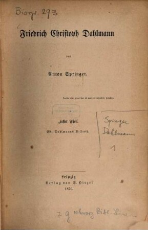 Friedrich Christoph Dahlmann von Anton Springer. 1
