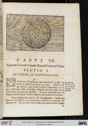 Capvt VII: Sigillum Conradi Comitis Montis Feretri et Vrbini