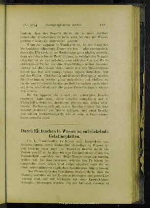Durch Eintauchen in Wasser zu entwickelnde Gelatineplatten