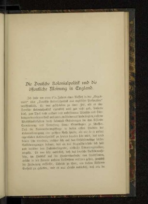 Die Deutsche Kolonialpolitik und die öffentliche Meinung in England.