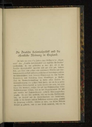 Die Deutsche Kolonialpolitik und die öffentliche Meinung in England.