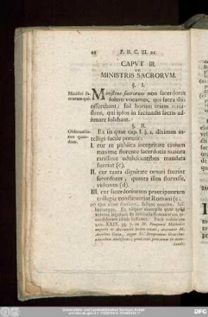 Caput III. De Ministris Sacrorum.