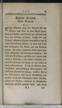 Drittes Kapitel. Vom Säugen