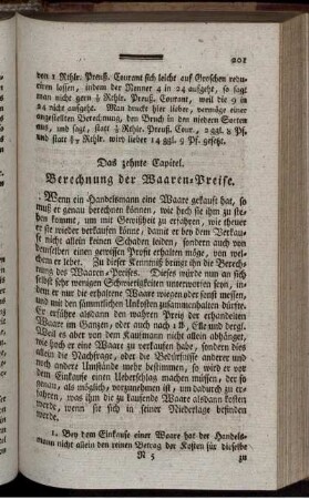Das zehnte Capitel. Berechnung der Waaren-Preise.