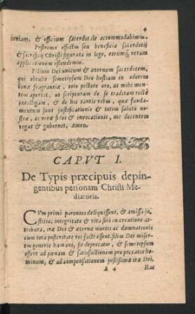 Caput I. De Typis praecipuis depingentibus personam Christi Mediatoris.