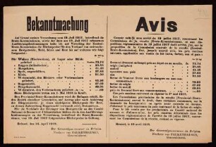 "Bekanntmachung" über die Neufestsetzung der Höchstpreise für Brotgetreide, Mehl, Kleie und Brot. (Z.E.K. 1961/18 N. 1609)