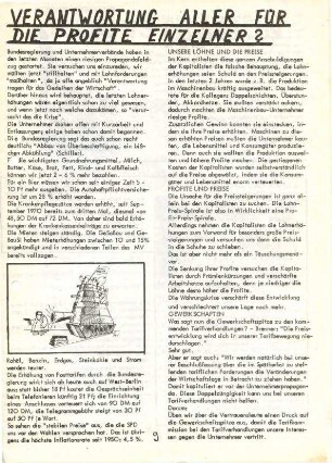 Flugschrift: Verantwortung aller für die Profite Einzelner? 1971