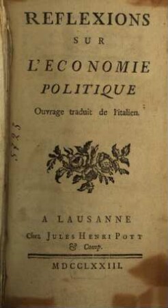 Réflexions sur l'économie politique