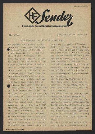 'HF-Sender' [Flugblatt], Nr.29/1953 (15. September 1953)