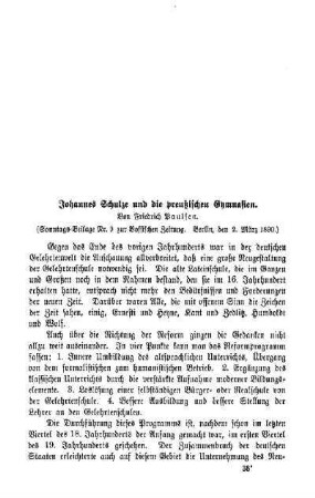 Johannes Schulze und die preußischen Gymnasien