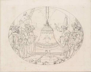Zu Schillers "Das Lied von der Glocke": Blatt 39: "Ziehet, ziehet, hebt! Sie bewegt sich, schwebt!" (Die vollendete Glocke)