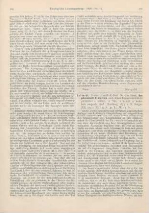 310-314 [Rezension] Luthardt, Chr. Ernst, Das johanneische Evangelium nach seiner Eigenthümlichkeit geschildert u. erklärt. 2 Thle. 2. erweit. u. mehrfach umgearb. Aufl
