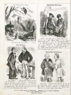 "Das Gastmahl der Natur" "Das Gelübde" "Schwäbische Werbung" "Anzügliche Zumuthung"