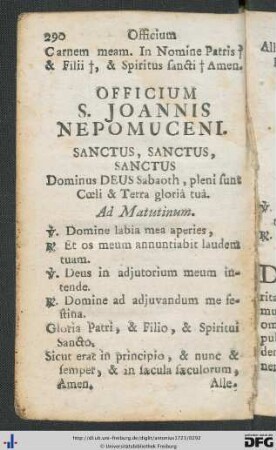 Officium S. Joannis Nepomuceni.