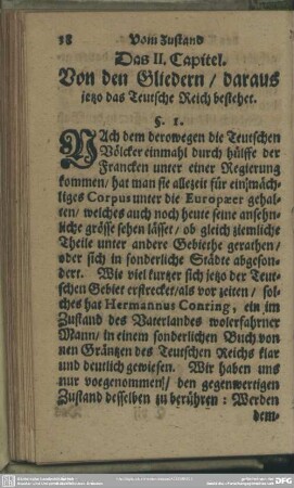 Das II. Capitel. Von den Gliedern, daraus jetzo das Teutsche Reich bestehet