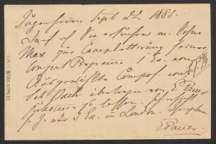 Brief an B. Schott's Söhne : 22.09.1888
