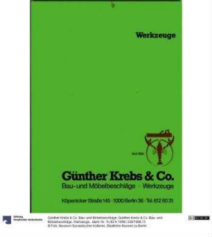 Günther Krebs & Co. Bau- und Möbelbeschläge. Werkzeuge.