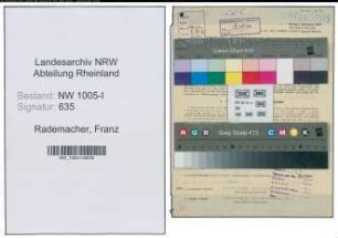 Entnazifizierung Franz Rademacher , geb. 13.07.1877 (Angestellter)