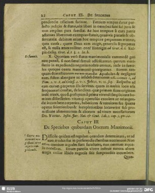 Caput III. De Speciebus quibusdam Onerum Matrimonii