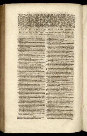 Index Locupletissimus Et Fidelissimus Singularium Materiarum, Quæ In Hac Centuria prima continentur.