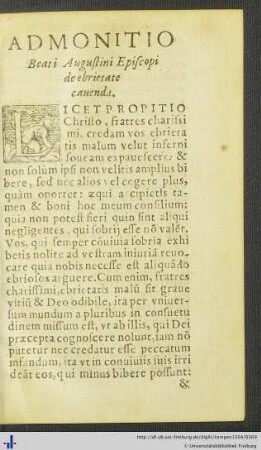 Admonitio Beati Augustini Episcopi de ebrietate cavenda