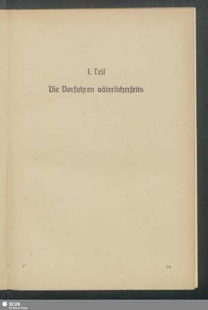 1. Teil. Die Vorfahren väterlicherseits