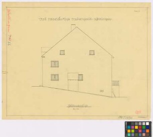 Wellingen ([Land]Kreis Merzig): saarländisches Bauernhaus. Haupthaus (Seiten-Ansicht)
