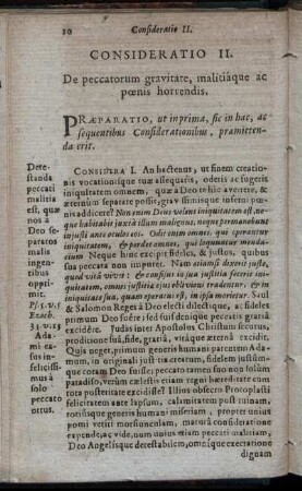 Consideratio II. De peccatorum gravitate, malitiaque ac pœnis horrendis.