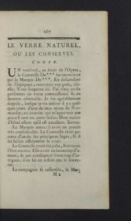 Le Verre Naturel, Ou les conserves. Conte.