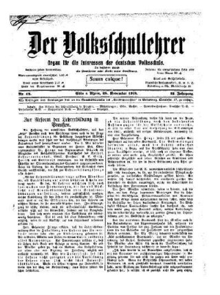 Zur Reform der Lehrerbildung in Preußen