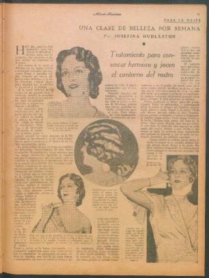 Tratamiento para conservar hermoso y joven el contorno del rostro : Una clase de belleza por semana