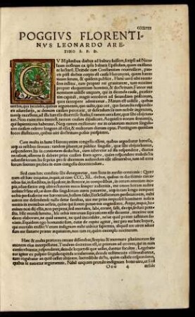 Poggius Florentinus Leonardo Aretino S. P. D.