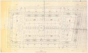 Wohnhausbauten der Reichsbank Berlin, Berlin-Schmargendorf. Cunostraße, Forckenbeckstraße, Kissinger Platz, Block R Häuser 1 -22: Grundrisse Erdgeschoss 1:200, (von Inv.nr. 39055)