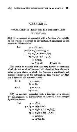 Chapter II. Construction of rules for the differentiation of functions.
