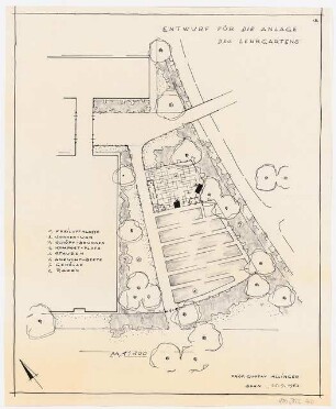 Garten- und Freianlagen der Realschule, Grevenbroich: Anlage des Lehrgartens: Grundriss 1:200