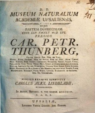 Museum Naturalium Academiae Upsaliensis, 12