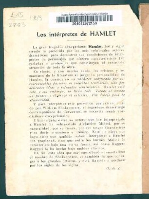 Los intérpretes de Hamlet