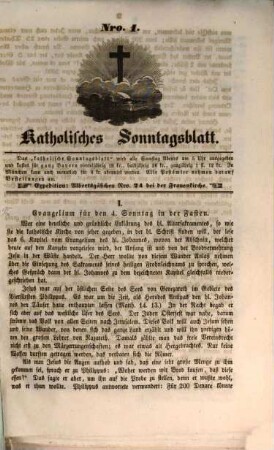 Katholisches Sonntagsblatt. 1. 1849/50