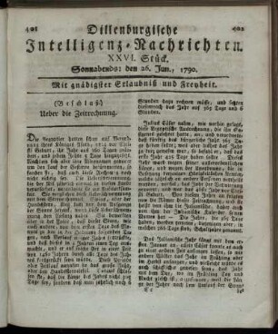 XXVI. Stück. Sonnabends: den 26. Jun., 1790.