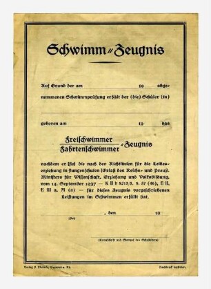 Schwimm-Zeugnis