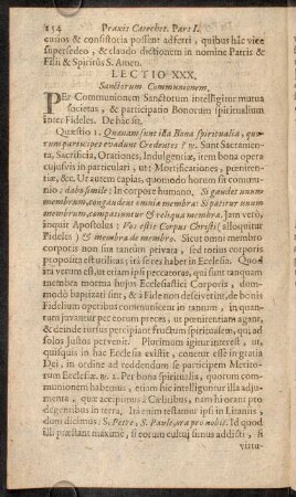 154-163, Lectio XXX. Sanctorum Communionem. - Lectio XXXI. De Communione Sanctorum, quae sit per Indulgentias.