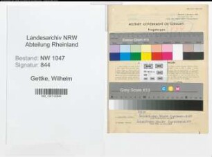 Entnazifizierung Wilhelm Gettke , geb. 24.12.1901 (Elektroschweisser)