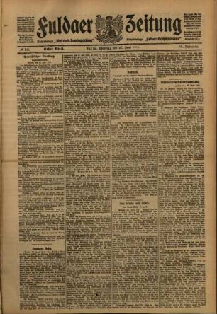 Erste Ausgabe vom Dienstag, den 27. Juni 1911.