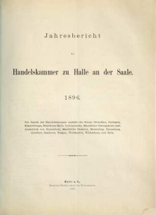Jahresbericht der Handelskammer zu Halle. 1896 (1897)
