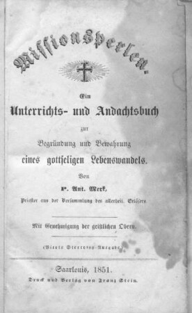 Missionsperlen : ein Unterrichts- und Andachtsbuch zur Begründung und Bewahrung eines gottseligen Lebenswandels