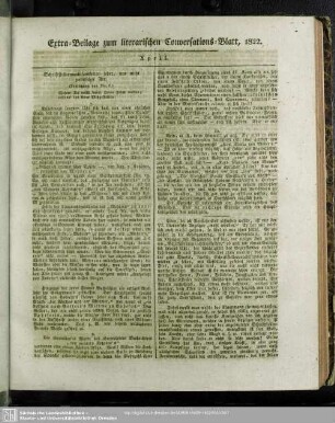 Extra-Beilage zum literarischen Conversations-Blatt, 1822. April