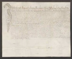 Instrumentum cautionis des Friedrich Ludwig Anton von Mirbach zu Harff.