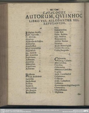Catalogus Autorum, Qui In Hoc Libro Vel Allegantur Vel Refuntantur